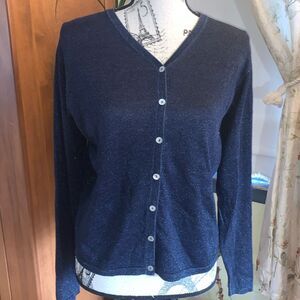 Vintage Kevo Sparkle Blue Silk/Lurex Cardigan M
